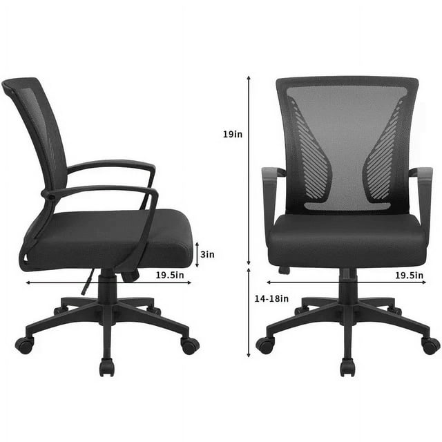 Furmax Manager's Chair with Swivel & Lumbar Support, 265 lb. Capacity, Black