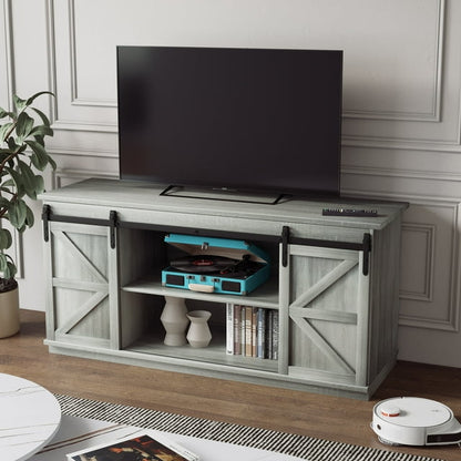 Furmax Modern Farmhouse Barn Door TV Stand for TVs up to 65"
