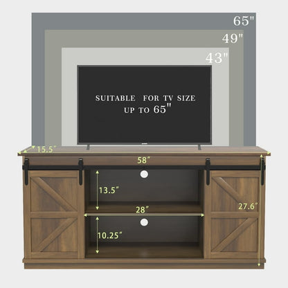 Furmax Modern Farmhouse Barn Door TV Stand for TVs up to 65"