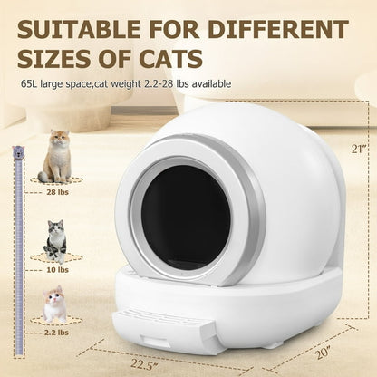 Furmax Automatic Self Cleaning Cat Litter Box with App Control Support WiFi, Intelligent Radar Smart Auto Litter Box with Liner