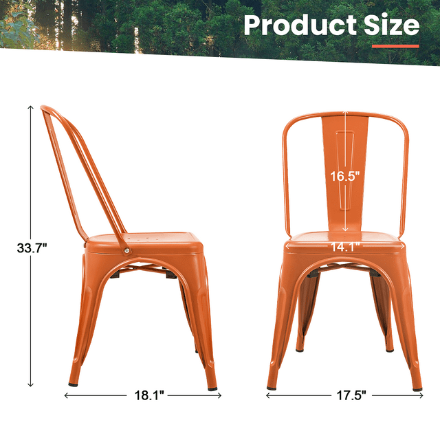 Furmax Set of 4 Metal Dining Chairs