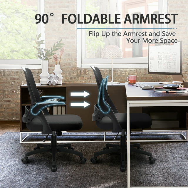 Furmax Home Office Chair Mesh Computer Chair Ergonomic Task Desk Chairs with Flip-up Arms and Adjustable Height
