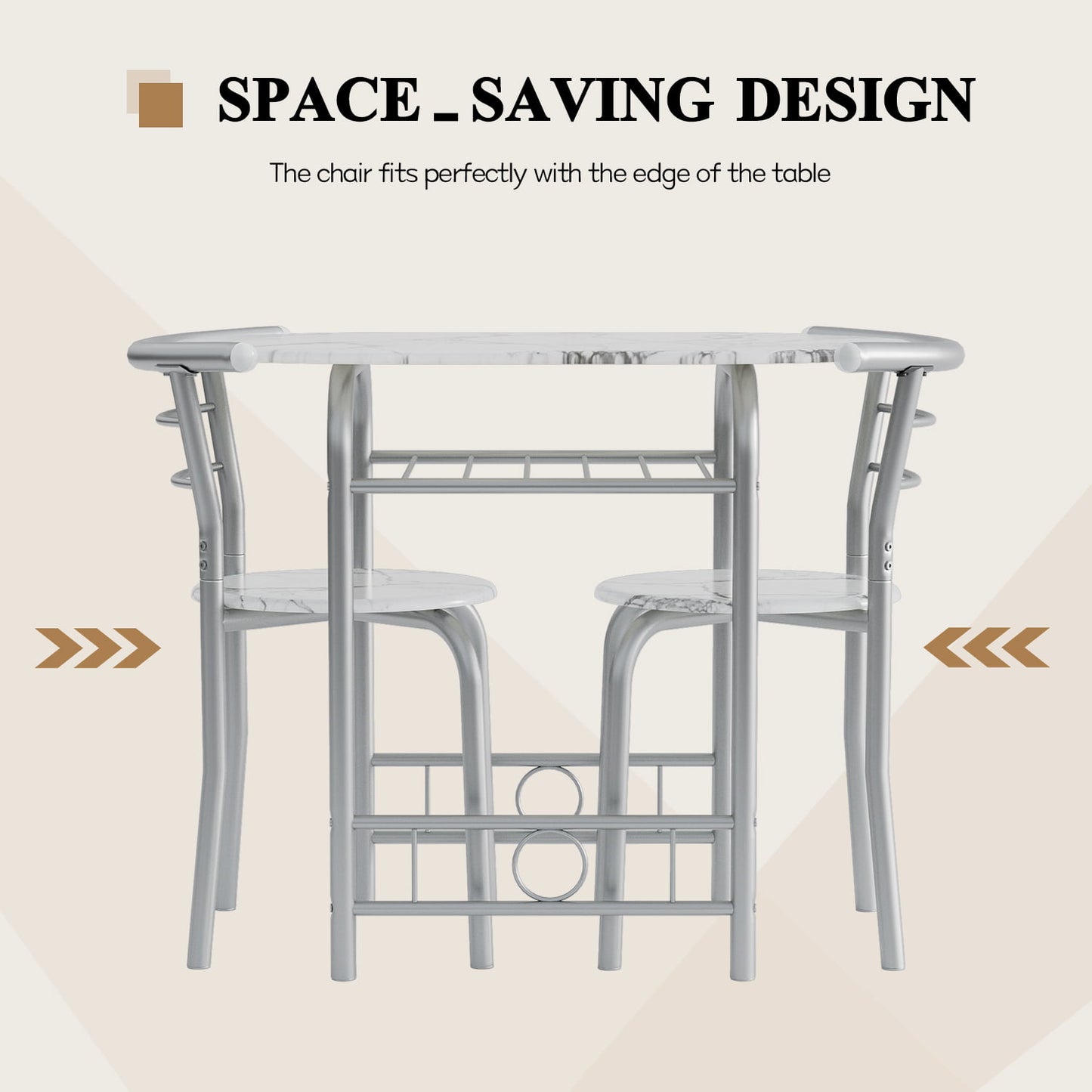 Furmax 3 Piece Wood and Metal Dining set, Small dining table for 2 ,for Living Room, Dining Room, Kitchen