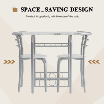 Furmax 3 Piece Wood and Metal Dining set, Small dining table for 2 ,for Living Room, Dining Room, Kitchen