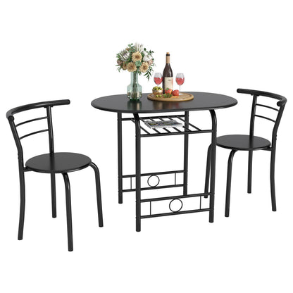 Furmax 3 Piece Wood and Metal Dining set, Small dining table for 2 ,for Living Room, Dining Room, Kitchen