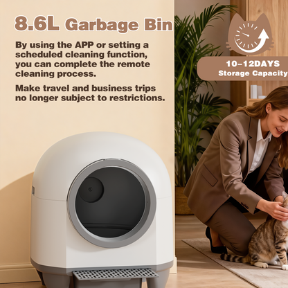Furmax Self Cleaning cat Litter Box with Mat,Automatic Cat Litter Box for Multiple Cats with Safety Protection and App Control,A Complimentary Garbage Bag