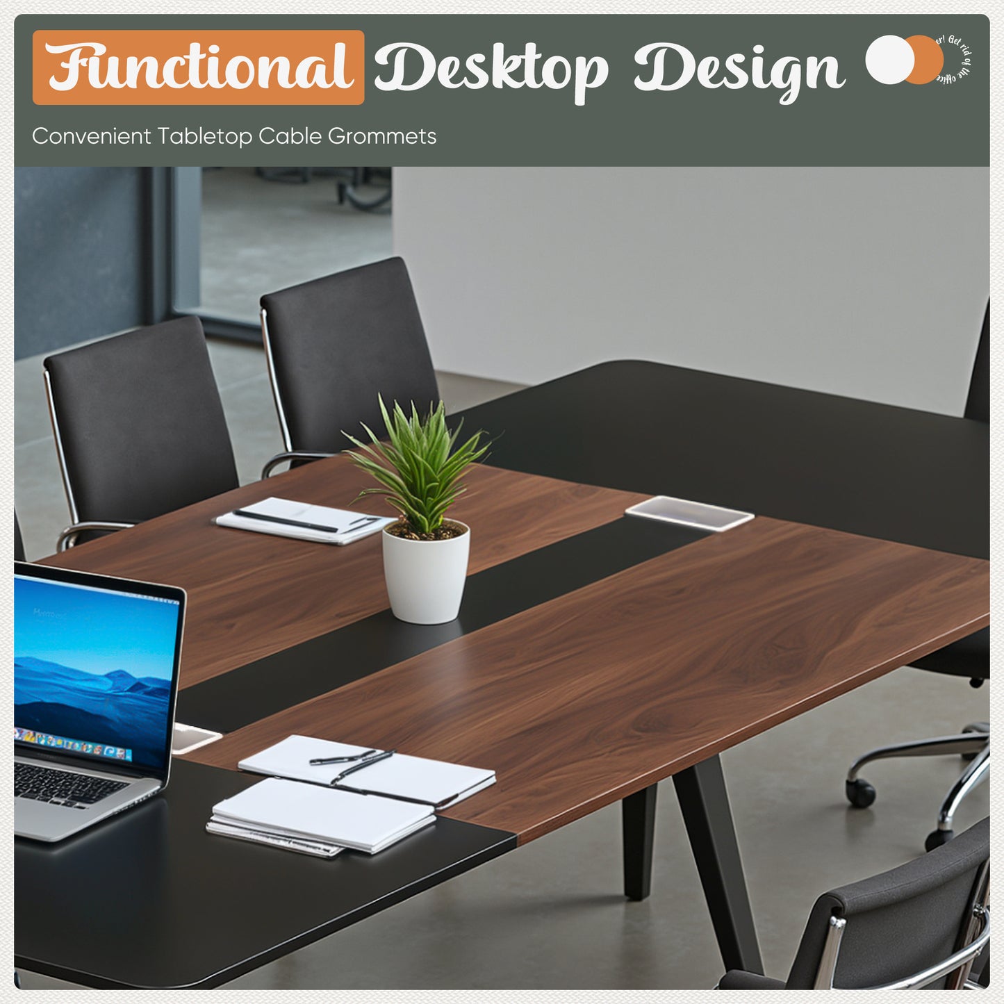 Furmax 8FT Conference Table for 10 People, 94.49L x 47.24W x 29.92H Inches Large Meeting Table with Cable Grommets, Modern Seminar Boardroom Table for Office Conference Room, Brown