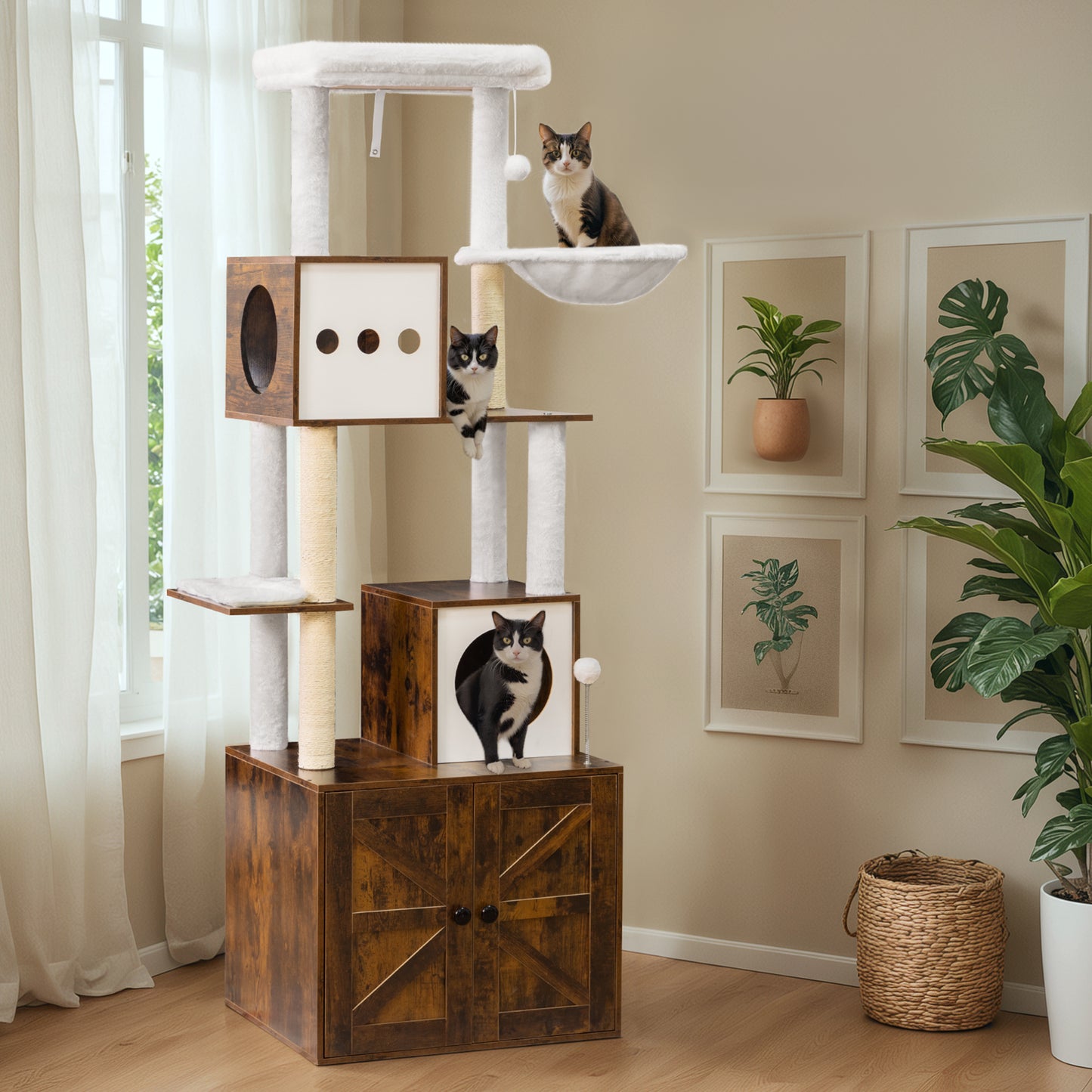 FURMAX Cat Tree for All Indoor Cats Large Cat Tower Condo with Sisal Scratching Post