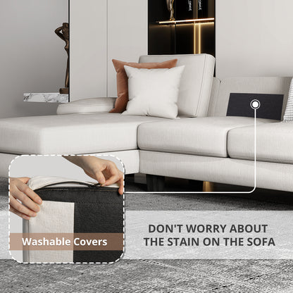 Furmax U-Shaped Sectional Sofa with Chaise, 4 Seats Chenille Fabric Sofa for Living room
