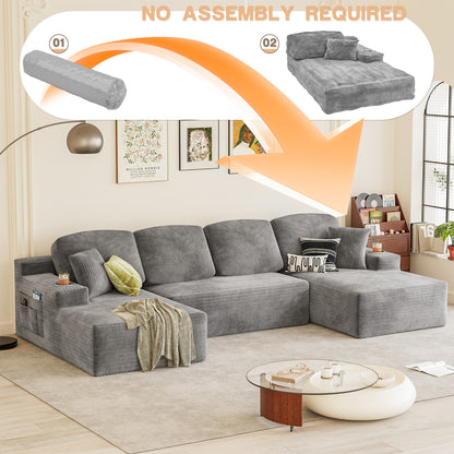Furmax U-Shaped Structure 141" Boneless Modular Sectional Sofa Cloud-Like Softness No Assembly Effort Needed with Plush Deep Seating for Living Room Bedroom Decor