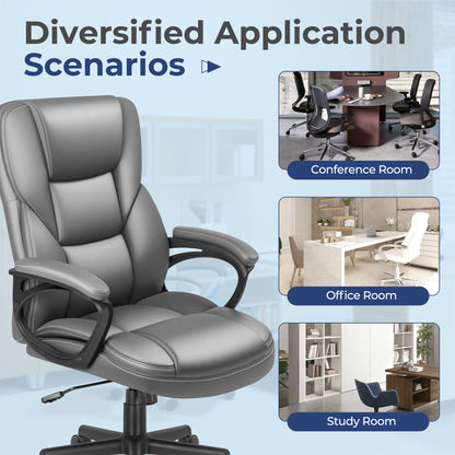 Furmax High-back Executive Office Chair With Lumbar Support Height Adjustable Swivel Seat PU Leather