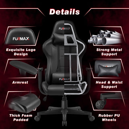 Furmax High-Back Gaming Office Chair Ergonomic Racing Style Adjustable Height Executive Computer Chair with Adjustable Headrest and Lumbar Pillow