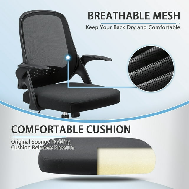 Furmax Home Office Chair Mesh Computer Chair Ergonomic Task Desk Chairs with Flip-up Arms and Adjustable Height
