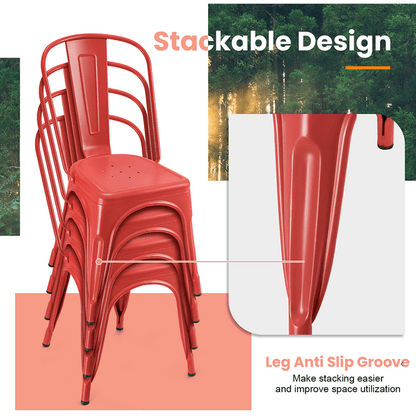 Furmax Set of 4 Metal Dining Chairs