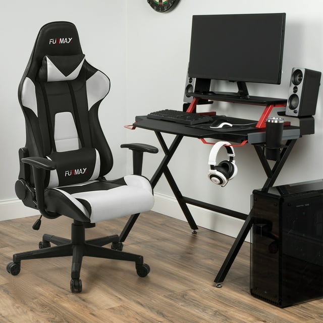 Furmax High-Back Gaming Office Chair Ergonomic Racing Style Adjustable Height Executive Computer Chair with Adjustable Headrest and Lumbar Pillow