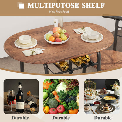 Furmax 3 Piece Wood and Metal Dining set, Small dining table for 2 ,for Living Room, Dining Room, Kitchen