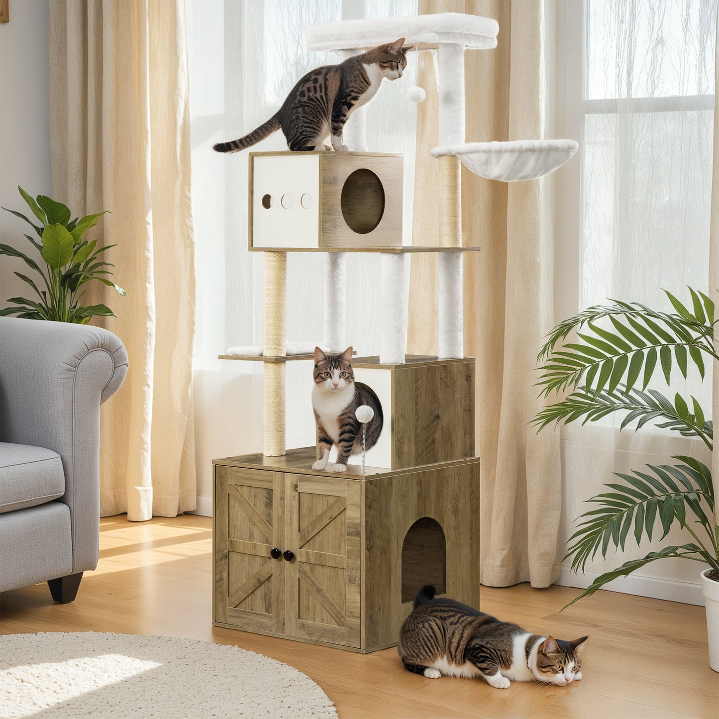 FURMAX Cat Tree for All Indoor Cats Large Cat Tower Condo with Sisal Scratching Post
