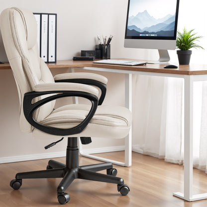 Furmax High-back Executive Office Chair With Lumbar Support Height Adjustable Swivel Seat PU Leather