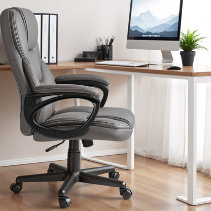 Furmax High-back Executive Office Chair With Lumbar Support Height Adjustable Swivel Seat PU Leather