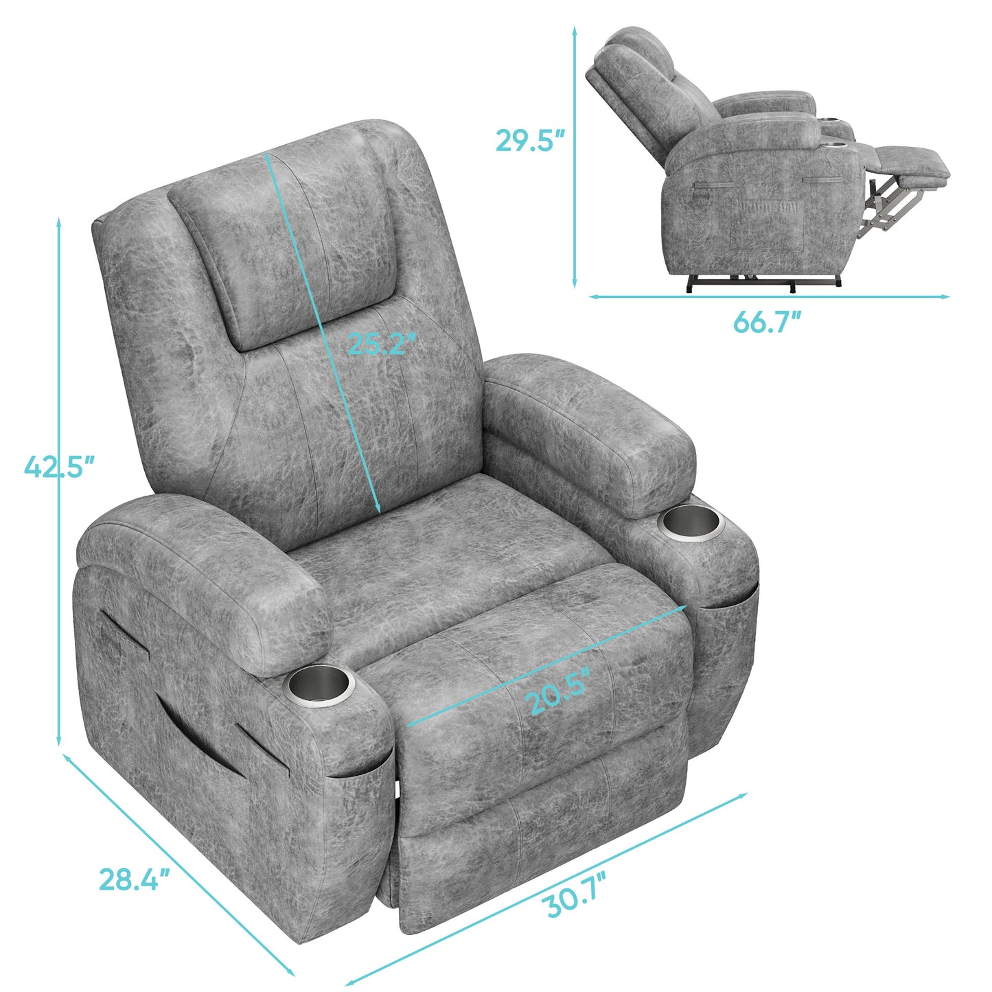 Furmax Power Lift Leathaire Fabric Recliner Chair Massage Recliner Sofa for Bedroom