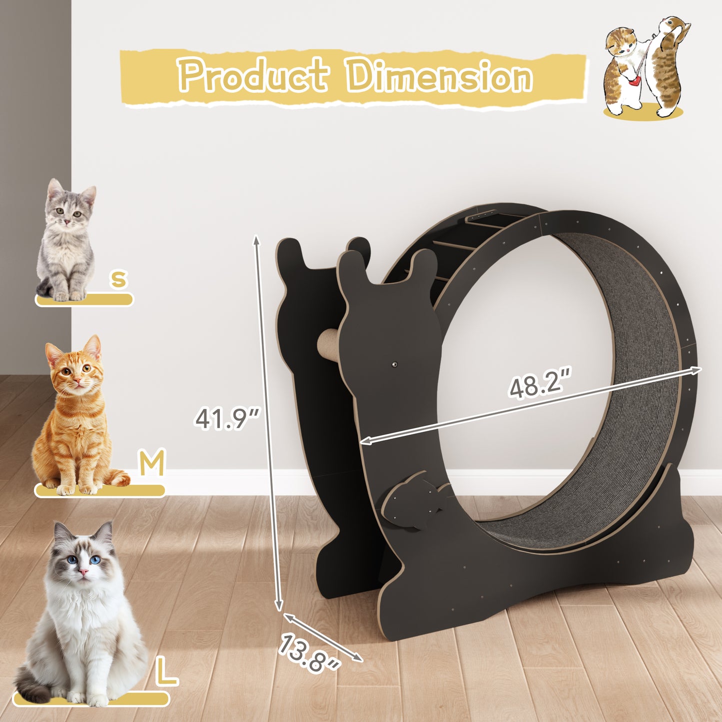 Furmax Cat Indoor Exercise Wheel Cat Running Wheel with Carpeted Runway
