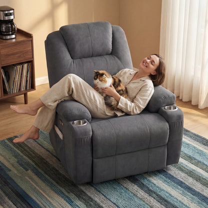 Furmax 360° Massage Swivel Rocker Recliner Single Manual Reclining Chair Sofa Modern Small Recliner Chair for Living Room,Nursery
