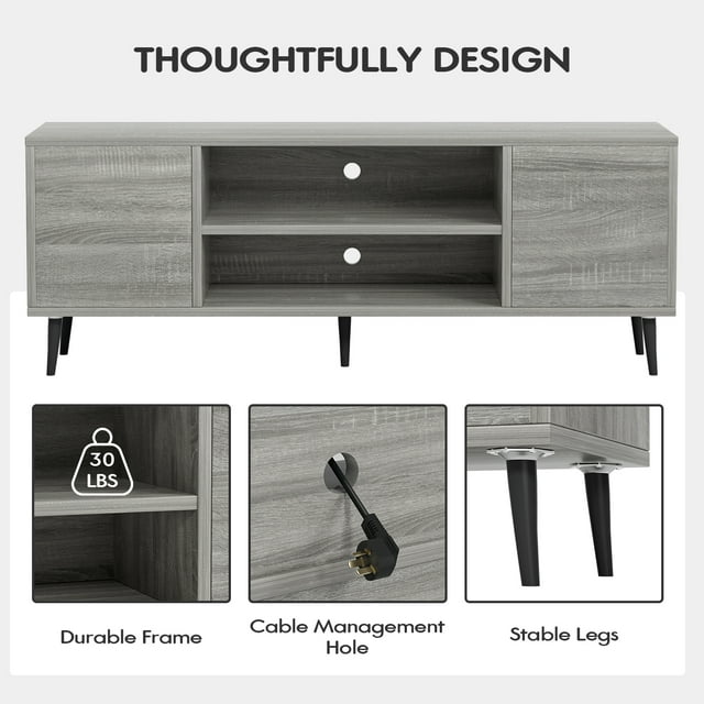 Furmax Mid-Century 2-Door TV Stand for TVs up to 65",