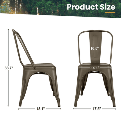 Furmax Set of 4 Metal Dining Chairs