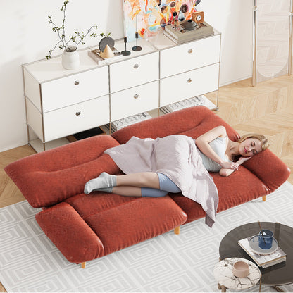 Furmax Futon with Five Angles Adjustable Armrests and Adjustable Backrest Futon Sofa Couch for Small Spaces Living Room Office,Leathaire Brown