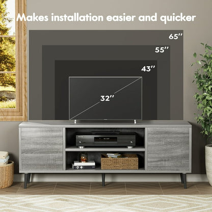 Furmax Mid-Century 2-Door TV Stand for TVs up to 65",