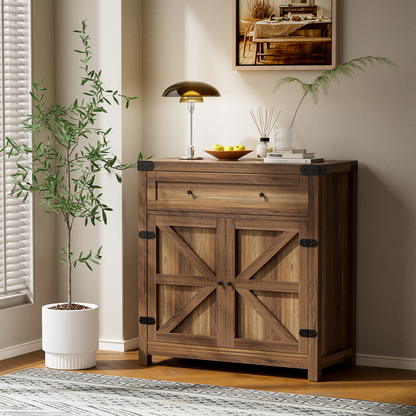 Furmax Modern Farmhouse Storage Cabinet, Wood Kitchen Buffet Sideboard with Drawer and Shelf