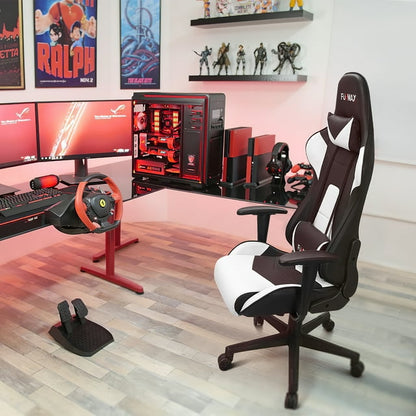 Furmax High-Back Gaming Office Chair Ergonomic Racing Style Adjustable Height Executive Computer Chair with Adjustable Headrest and Lumbar Pillow