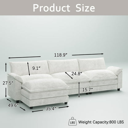Furmax 3-seat Sectional Sofa Sectional Couch with Reversible Toffee Chair Convertible Sofa with Ottoman