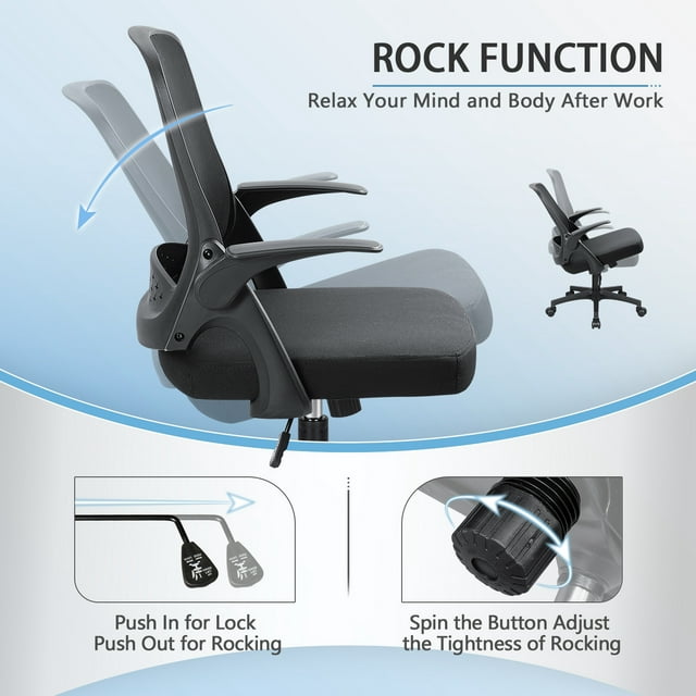 Furmax Home Office Chair Mesh Computer Chair Ergonomic Task Desk Chairs with Flip-up Arms and Adjustable Height