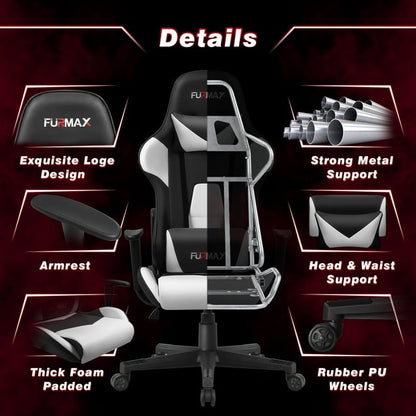 Furmax High-Back Gaming Office Chair Ergonomic Racing Style Adjustable Height Executive Computer Chair with Adjustable Headrest and Lumbar Pillow