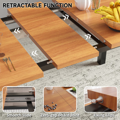 Furmax Expandable Dining Table Set for 4 with 2 Benches High Quality Metal Frame & Wood Board Kitchen Living Room Small Space Modern Kitchen Table