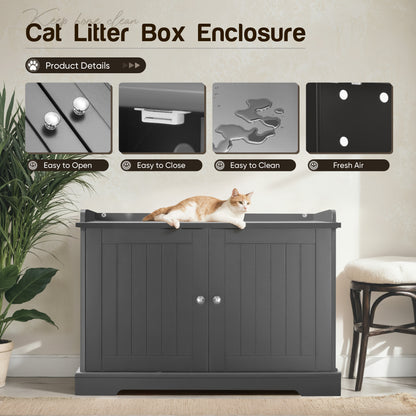 Furmax Hidden Litter Box with Removable Divider Multi-Functional Cat Litter Box Enclosed Cat Washroom Furniture