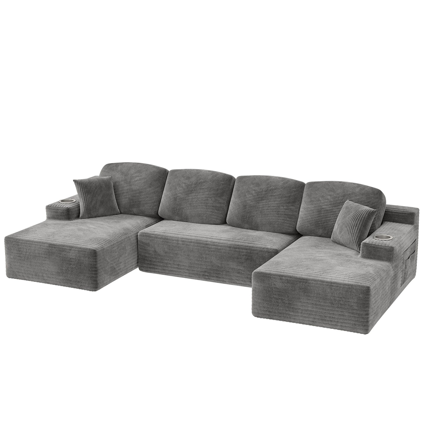 Furmax U-Shaped Structure 141" Boneless Modular Sectional Sofa Cloud-Like Softness No Assembly Effort Needed with Plush Deep Seating for Living Room Bedroom Decor