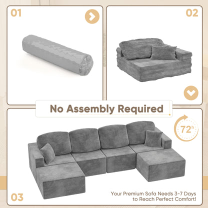 Furmax Modular Sectional Sofa – Tool-Free Assembly Multi-Seat Sofa Set for Living Room, Boneless Design Furniture