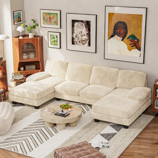 Furmax U Shaped Sectional Sofa Couch with Double Chaise for Apartments
