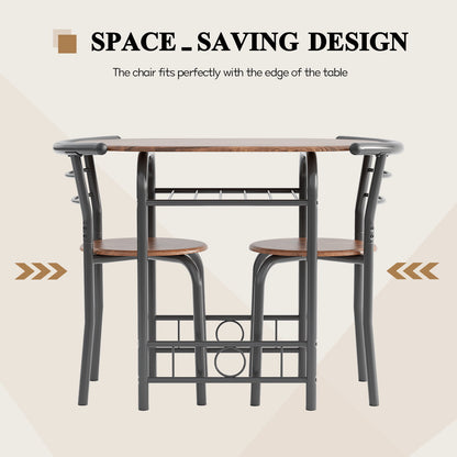 Furmax 3 Piece Wood and Metal Dining set, Small dining table for 2 ,for Living Room, Dining Room, Kitchen