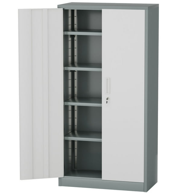 Furmax c Mental Storage Cabinet with Lockable Door, Steel Shelf for Indoor Storage