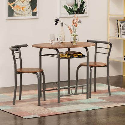 Furmax 3 Piece Wood and Metal Dining set, Small dining table for 2 ,for Living Room, Dining Room, Kitchen
