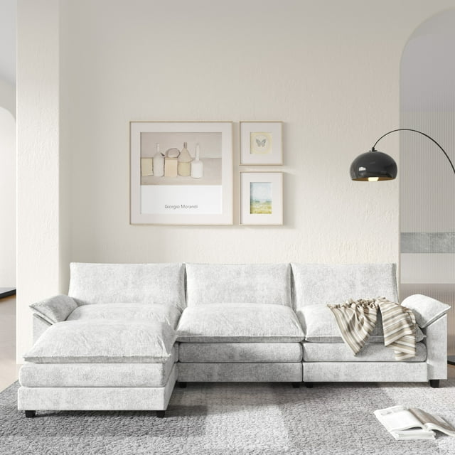 Furmax 3-seat Sectional Sofa Sectional Couch with Reversible Toffee Chair Convertible Sofa with Ottoman