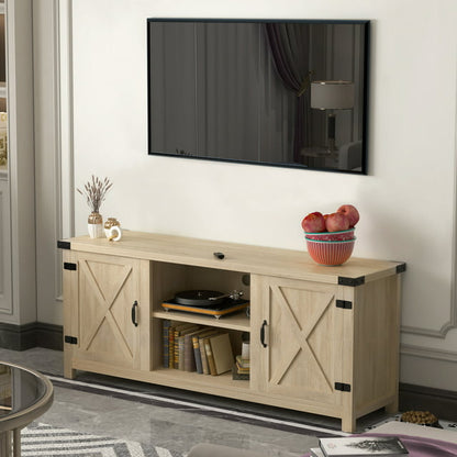 Furmax Barn Door TV Stand Media Console Center Industrial Style for TVs up to 65",