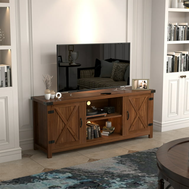 Furmax Barn Door TV Stand Media Console Center Industrial Style for TVs up to 65",
