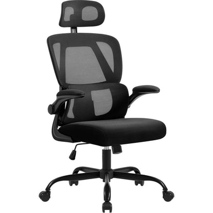 Furmax Ergonomic Office Chair Mesh Office Chair with Adjustable Headrest & Flip-Up Arms, Swivel Computer Task Chair with Lumbar Support