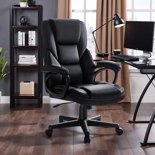 Furmax High-back Executive Office Chair With Lumbar Support Height Adjustable Swivel Seat PU Leather
