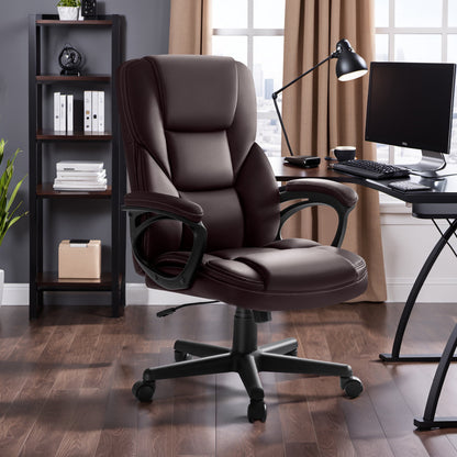 Furmax High-back Executive Office Chair With Lumbar Support Height Adjustable Swivel Seat PU Leather