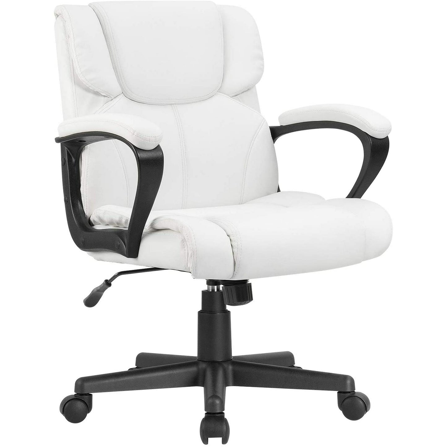 Furmax Mid Back Executive Office Swivel Computer Task Armrests Ergonomic Leather-Padded Desk Chair with Lumbar Support